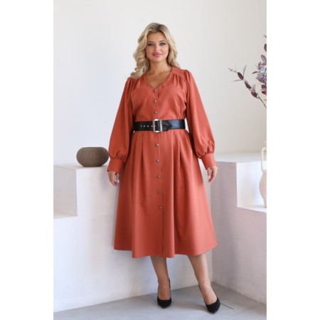 Female dress, size 52, terracotta color-11