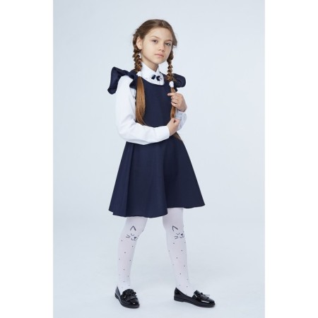 School sundress for girls, blue color, height 128-1