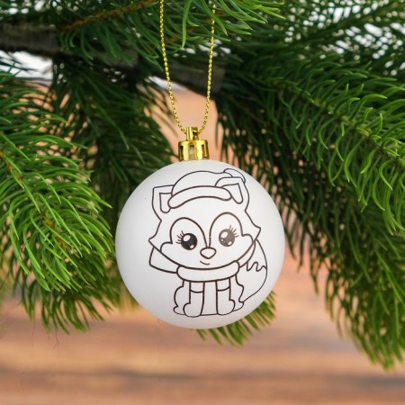 New Year's Christmas tree decoration for coloring "New Year! Fox ", D = 5.5 cm-1