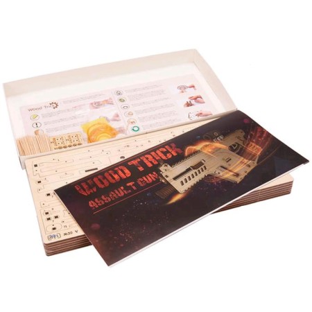 Mechanical 3D puzzle made of wood "assault rifle"-8
