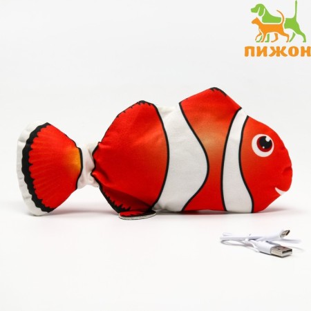 A toy for cats "Clown Fish" with a moving tail and with a USB-ship, 28 cm
