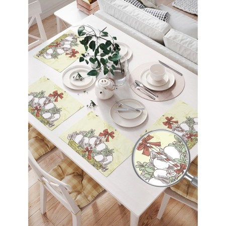 Set of napkins for setting the table "Vintage Easter cards", rectangular, size 32x46 cm, 4 pcs-1