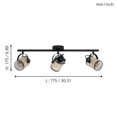 Ruscomb lamp, 3x10W E27, black color-1