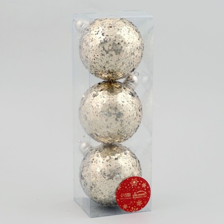 Set of balls plastic D-8 cm, 3 pcs "Solar overflow" gold-3