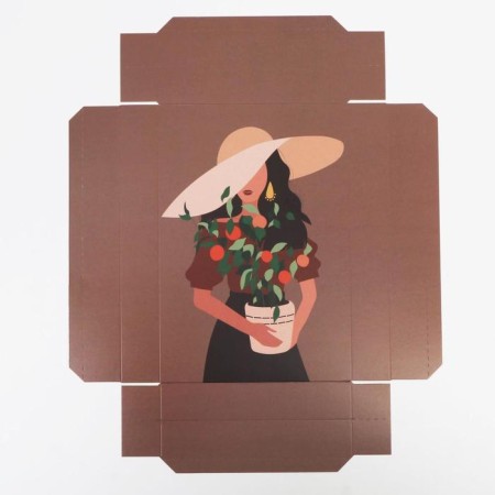 Gift folding box, packaging, “Girl with flowers”, 30 x 20 x 9 cm-3