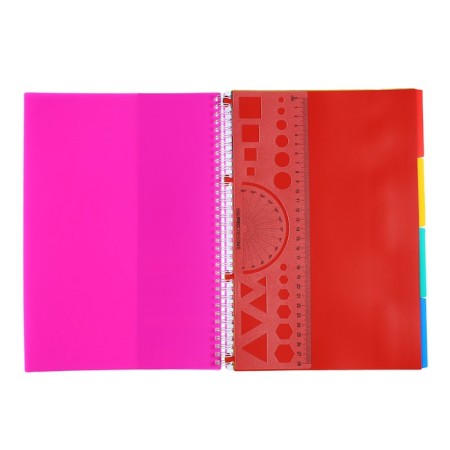 A4 notebook, 96 sheets in a cage on the crest Line Neon, plastic cover, matte lamination, 4 color separator, pink-3