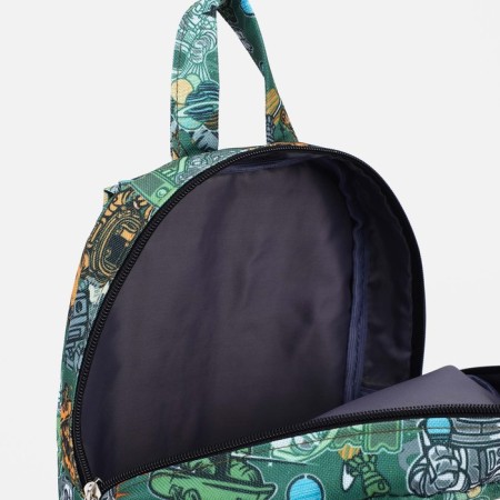 Baby backpack with zipper, external pocket, reflective strip, green color-3