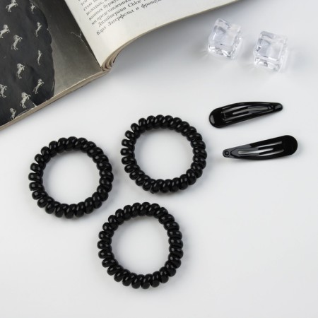 Hair set "Gloria Style" (3 gum 5.5 cm, 2 invisibility 5 cm) black-2