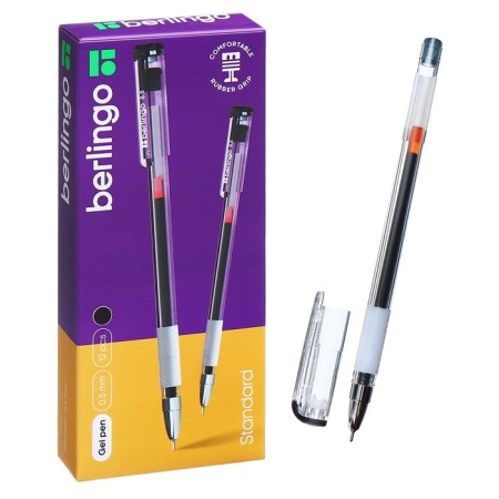 Gel pen Standard, node 0.5 mm, black ink, flu, needle rod