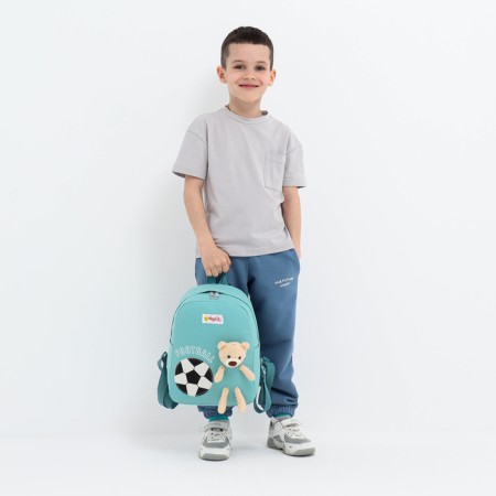 Baby backpack on lightning, 3 outer pockets, turquoise color-3