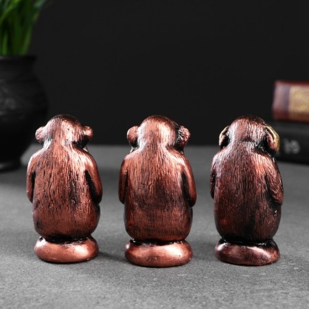 Figure "Three Wise Monkeys" Set for Bronze, 6.5x3cm-2