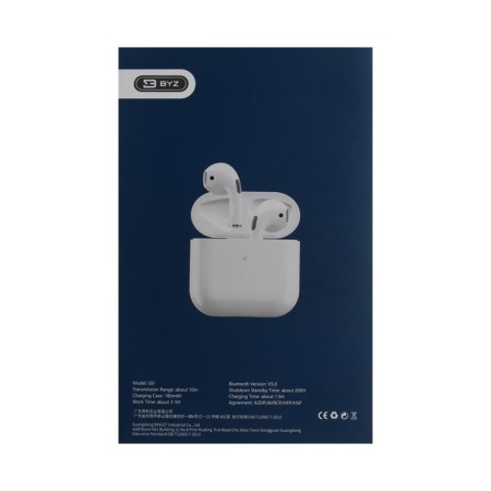 BYZ I20 headphones, wireless, inserts, microphone, noise reduction, Tue 5.0, 180 mAh, white-7