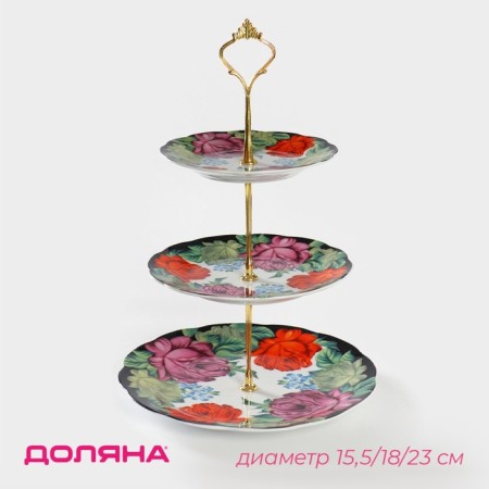 Ceramic 3-tiered Dolyana Ceramic “painting”, D = 15/17.8/22.8 cm ㅤ