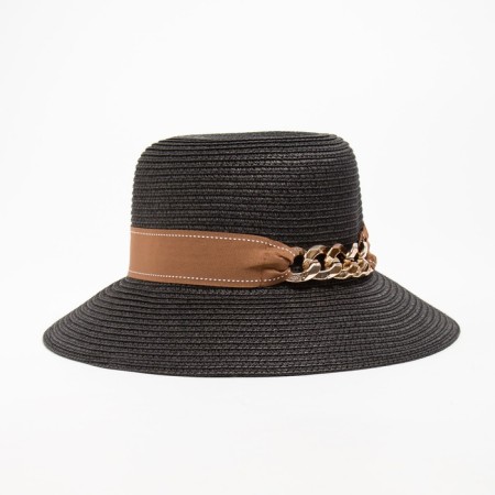 Women's hat with a chain minku Black color, rr 58