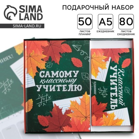 Gift set “The Cool Teacher”: A5 Diary of 80 sheets and planing with detachment sheets of 50 sheets