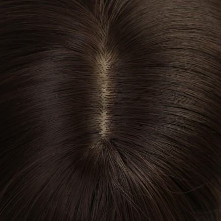 Artificial wig, with a bang, imitation of the skin, 30 cm, brown-4