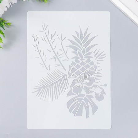 Plastic stencil "Pineapple and palm leaves" 29.7x21 cm