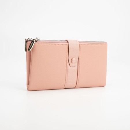 Women's wallet on the button, pink color