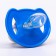 Orthodontic dummy nipple, silicone, from 6 months, with a cap, "plane", blue color