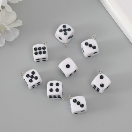 Suspension for creativity Plastic "Playing Bones" Black-White 2.4x1.4x1.4 cm-2