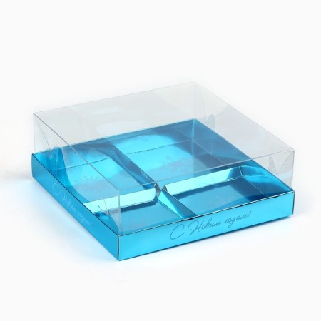 Box for musser cakes "Blue", 17.8 x 17.8 x 6.5 cm, New Year-1