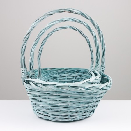 Set of wicker baskets, 3 pcs, 38x17x42 cm, green-1