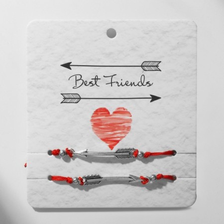 Bracelet-reinforcing "Red thread" in love best friends, set 2 pcs., Color silver, d = 5.5 cm-1