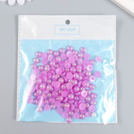 Decor for creativity plastic "Half of beads. Lilac" 20 g 0.8x0.8 cm-3