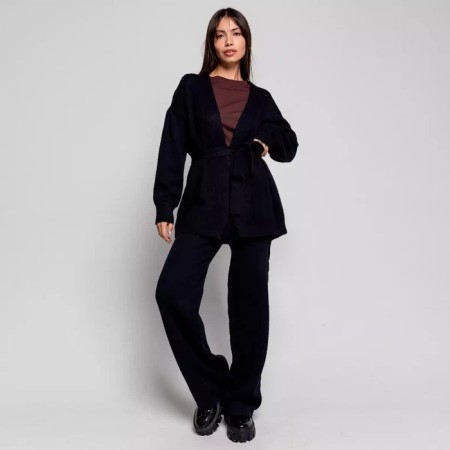 Women's costume (cardigan/trousers), black color, size 42-46 (One size)