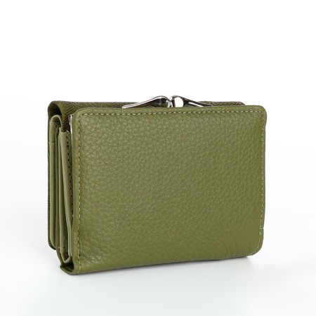 Women's wallet on magnets, green color-1