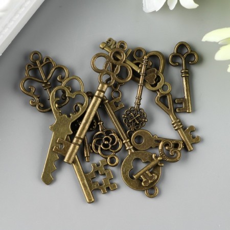Decor "Keys", ancient bronze, set 13 pcs-1