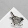 Brooch "Bird" thrush, green color in black gray metal
