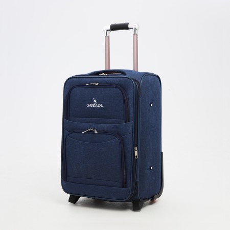 Small 20 suitcase, lightning department, code castle, 3 wheels, 2 outer pockets, blue color
