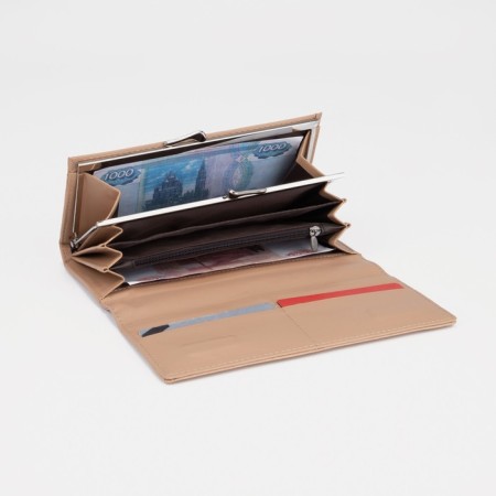 Women's wallet on magnets, beige color-3
