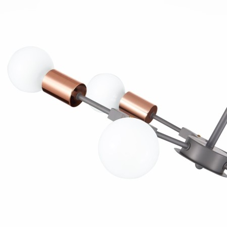 Ceiling EVOLUCE lamp. Sle106403-06. Palare. 6x60 watts, E27, 60x60x35.5 cm, gray color, pink gold-11