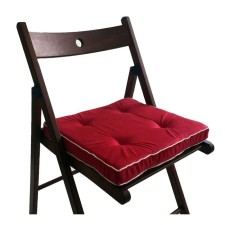 A pillow for a chair 38x38 cm, h 5 cm, red color, velor, foam rubber, kant