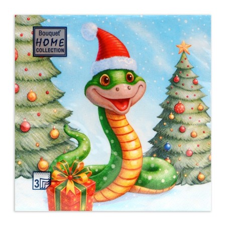 New Year's napkins Paper Home Collection Classic "Good Snake", 3 layers, 33x33 cm, 20 pcs-1
