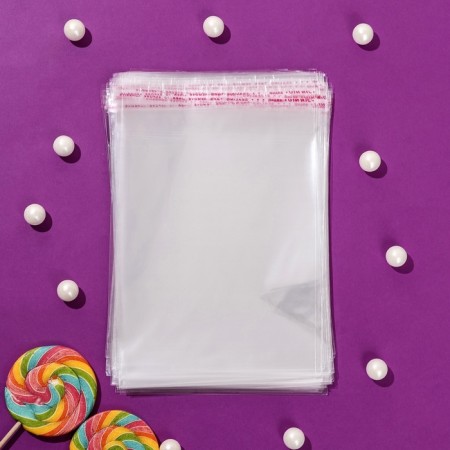 BOPP package with adhesive valve, transparent 14 x 16/4 cm, 25 μm-2