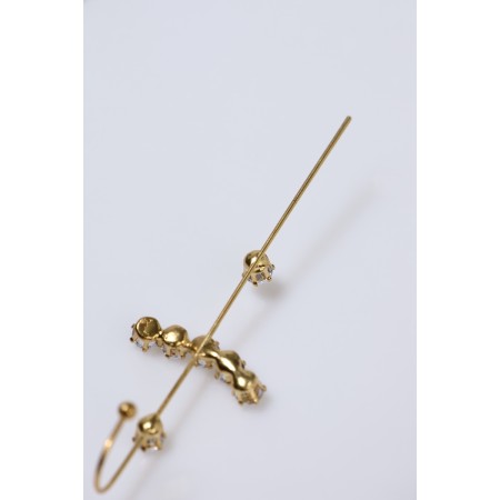 Earring "caffe" pin, rhinestones, white color in gold-4