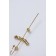 Earring "caffe" pin, rhinestones, white color in gold