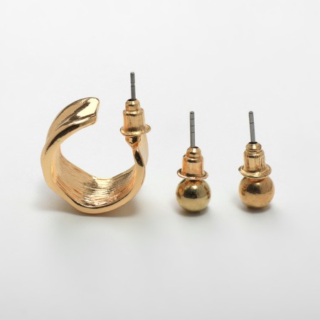 Set of earrings and cafs 4 pcs “Tenderness” composition, color gold-4