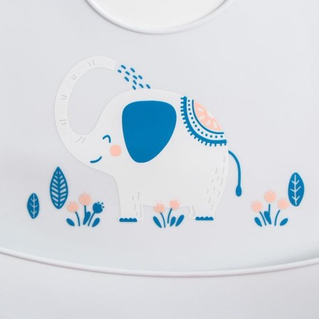 Silicone bib, with a pocket "elephant", color gray color-3