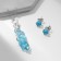 Set 2 objects: earrings, pendant pendant, blue color in silver