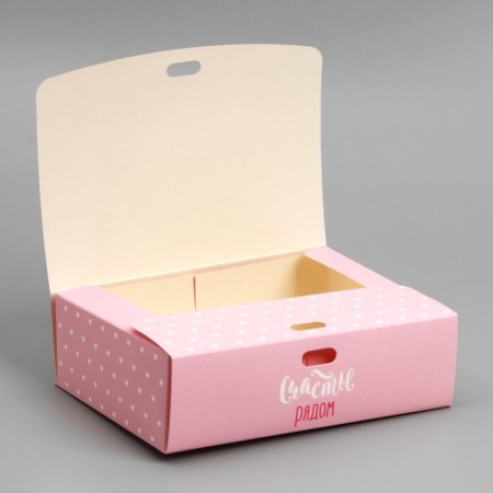Gift folding box, packaging, “Happiness nearby”, 16.5 x 12.5 x 5 cm, without tape-3