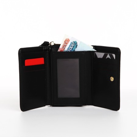 Women's wallet on the button, black color-5