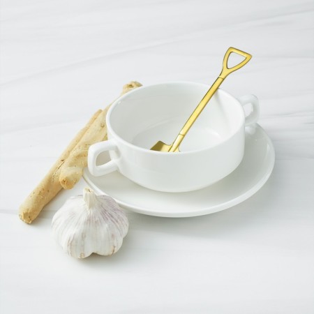 A dessert spoon made of stainless steel Magistro “shovel”, length 15.5 cm, rectangular shape, gold color-7