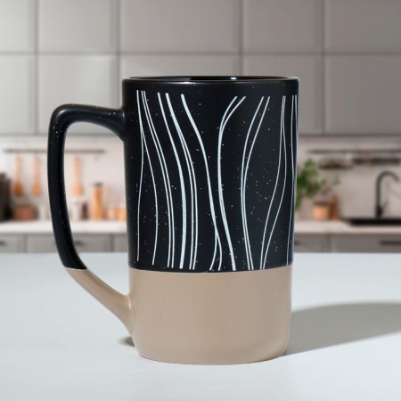 Ceramic "abstraction" mug, 500 ml, black color