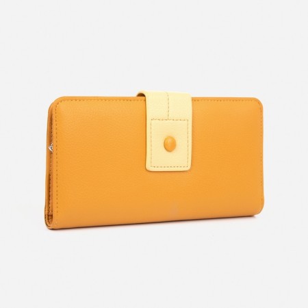 Women's wallet on the button, yellow color