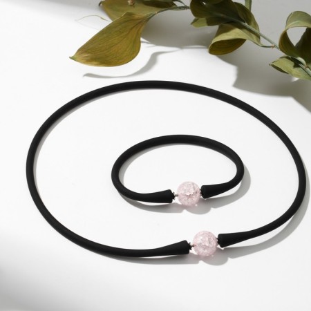 Set 2 objects: chocker, bracelet "sugar" rubber, light pink color