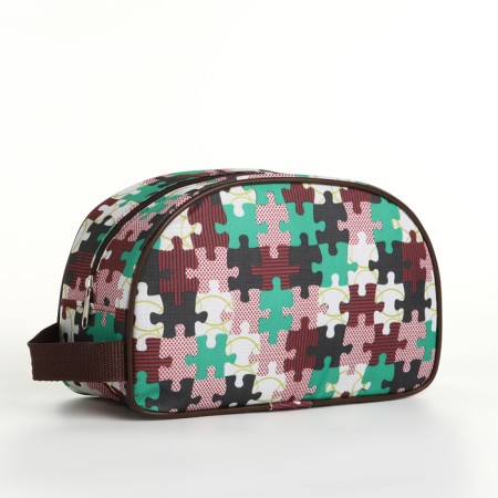 Road cosmetic bag on a zipper, with a handle, colorful color